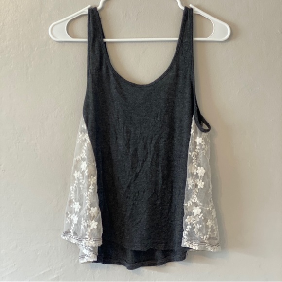 Papaya Mesh Embroidered Sides Arrow Tank Top - Picture 4 of 7